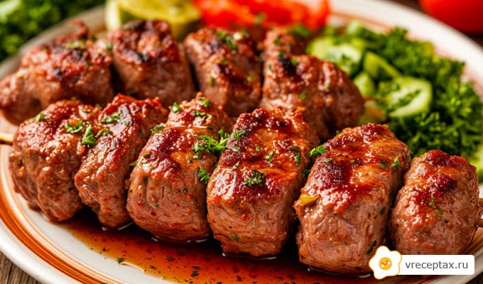 Куски мяса сочный шашлык
