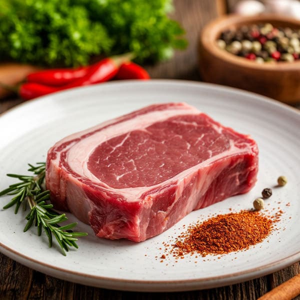 Красивый кусочек мясо на тарелочке