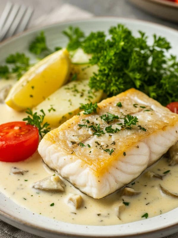 Вкусная рыба в сливочном соусе с зеленью